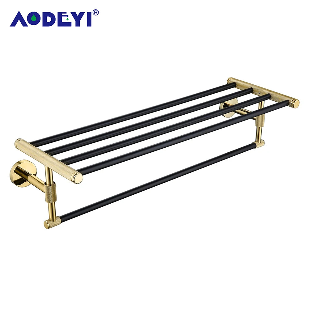 Bathroom Hardware Set Black Robe Hook Gold Towel Rail Bar Rack Bars Ring Shelf Tissue Brass Paper Holder Toothbrush Holder Brush