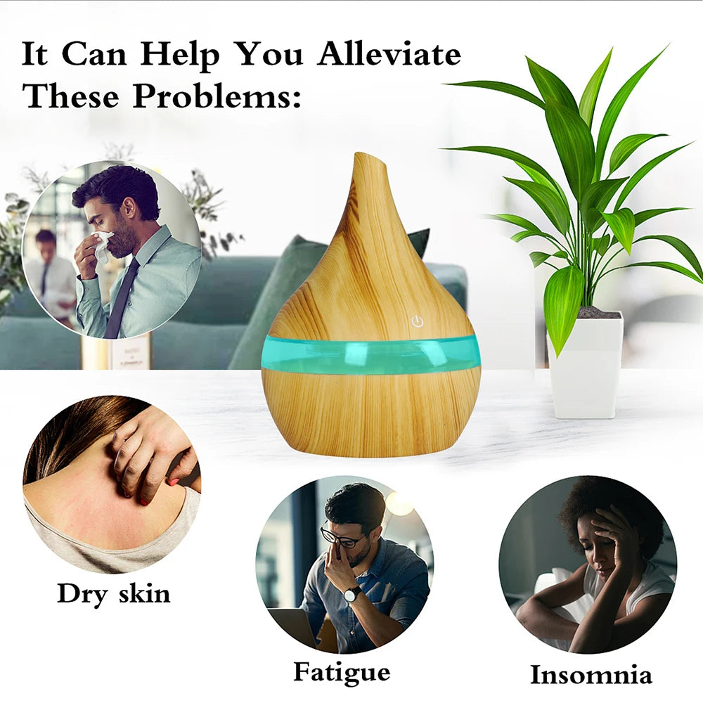 Thankshare Ultrasonic Wood Humidifier Aromatherapy Diffuser For Home