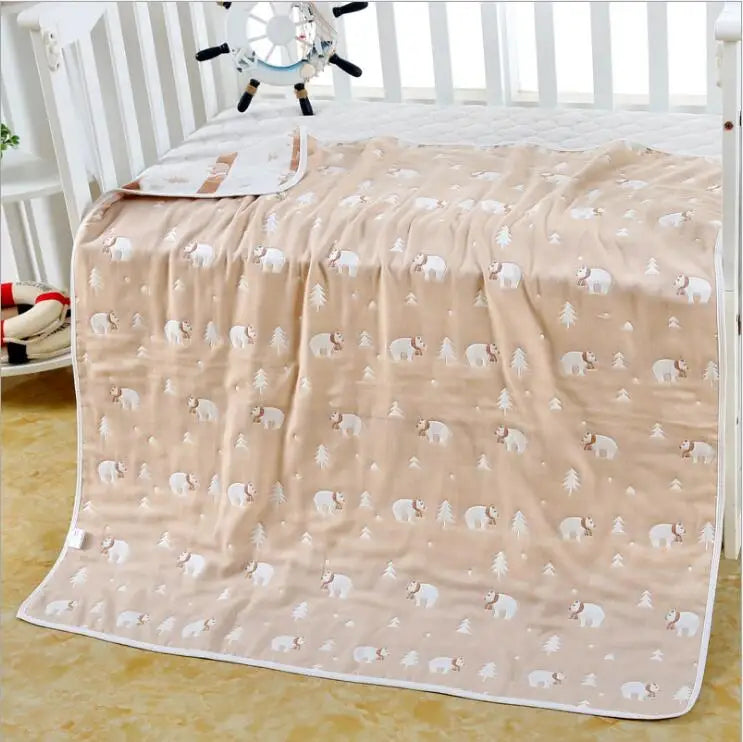 Muslin Baby Blankets Children 6 layers Gauze Cotton Soft Quilt Newborn Infant Swaddle Towel Kids Bath Towel 110*110cm