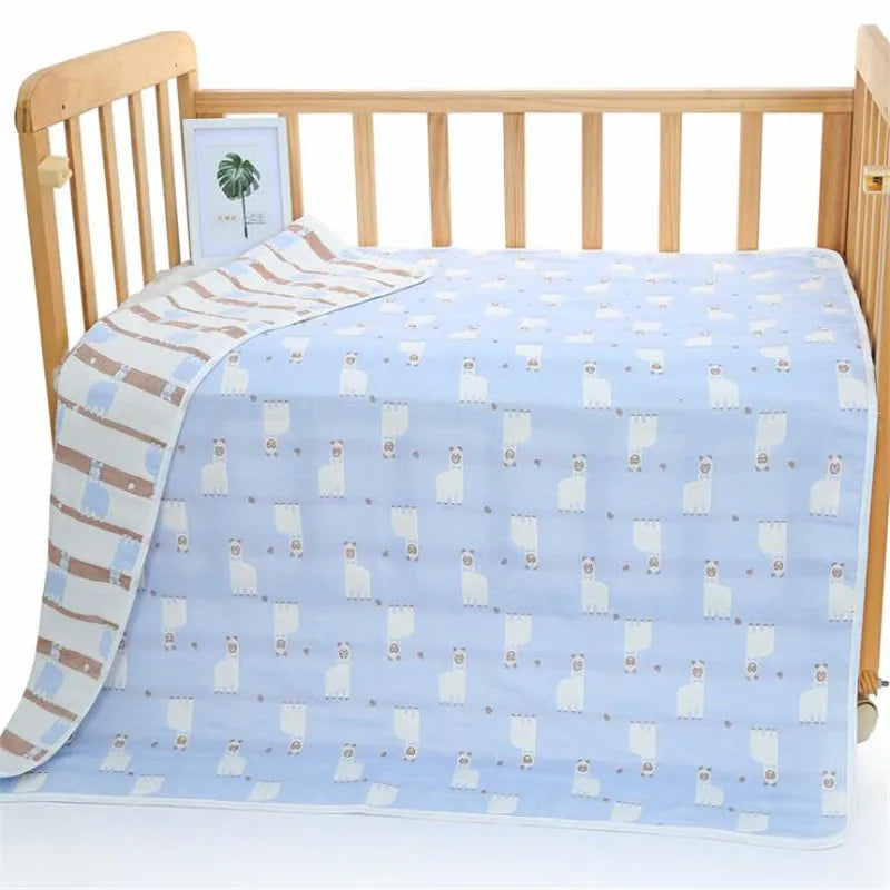 Muslin Baby Blankets Children 6 layers Gauze Cotton Soft Quilt Newborn Infant Swaddle Towel Kids Bath Towel 110*110cm