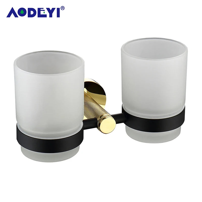 Bathroom Hardware Set Black Robe Hook Gold Towel Rail Bar Rack Bars Ring Shelf Tissue Brass Paper Holder Toothbrush Holder Brush