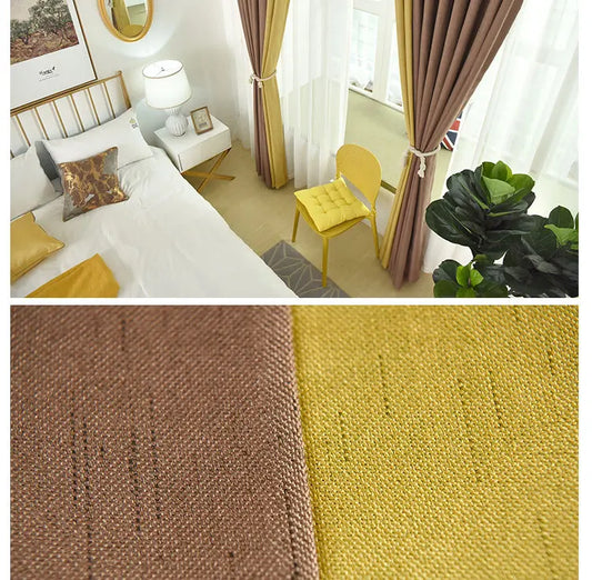 Nordic Light Luxury Meteor Cotton Linen Stitching Curtains Blackout Curtains for Living Room Bedroom Finished Customization
