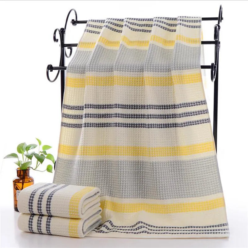 High Quality Cotton Waffle Bath Towels Soft Absorbent Walf Checks Face Hand Towel Household Adult Kids Bathroom Towel Sets