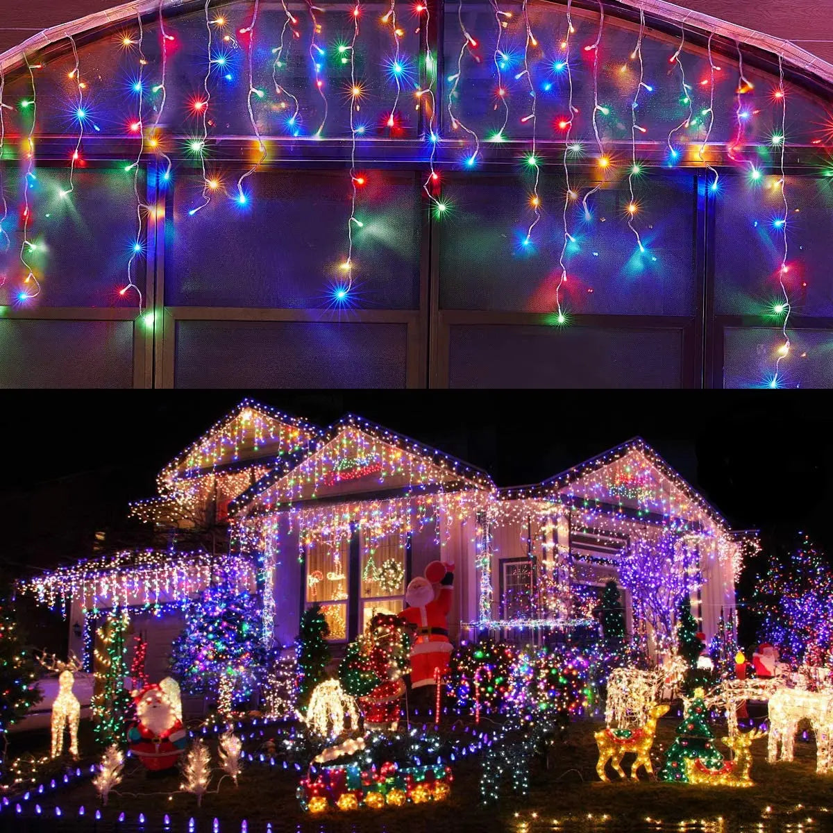 Street Garland On The House Christmas Decorations Ornaments LED Festoon Icicle Curtain Light Droop 0.5/0.6/0.7M EU Plug New Year