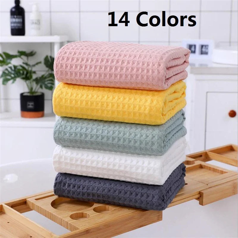 High Quality Cotton Waffle Bath Towels Soft Absorbent Walf Checks Face Hand Towel Household Adult Kids Bathroom Towel Sets