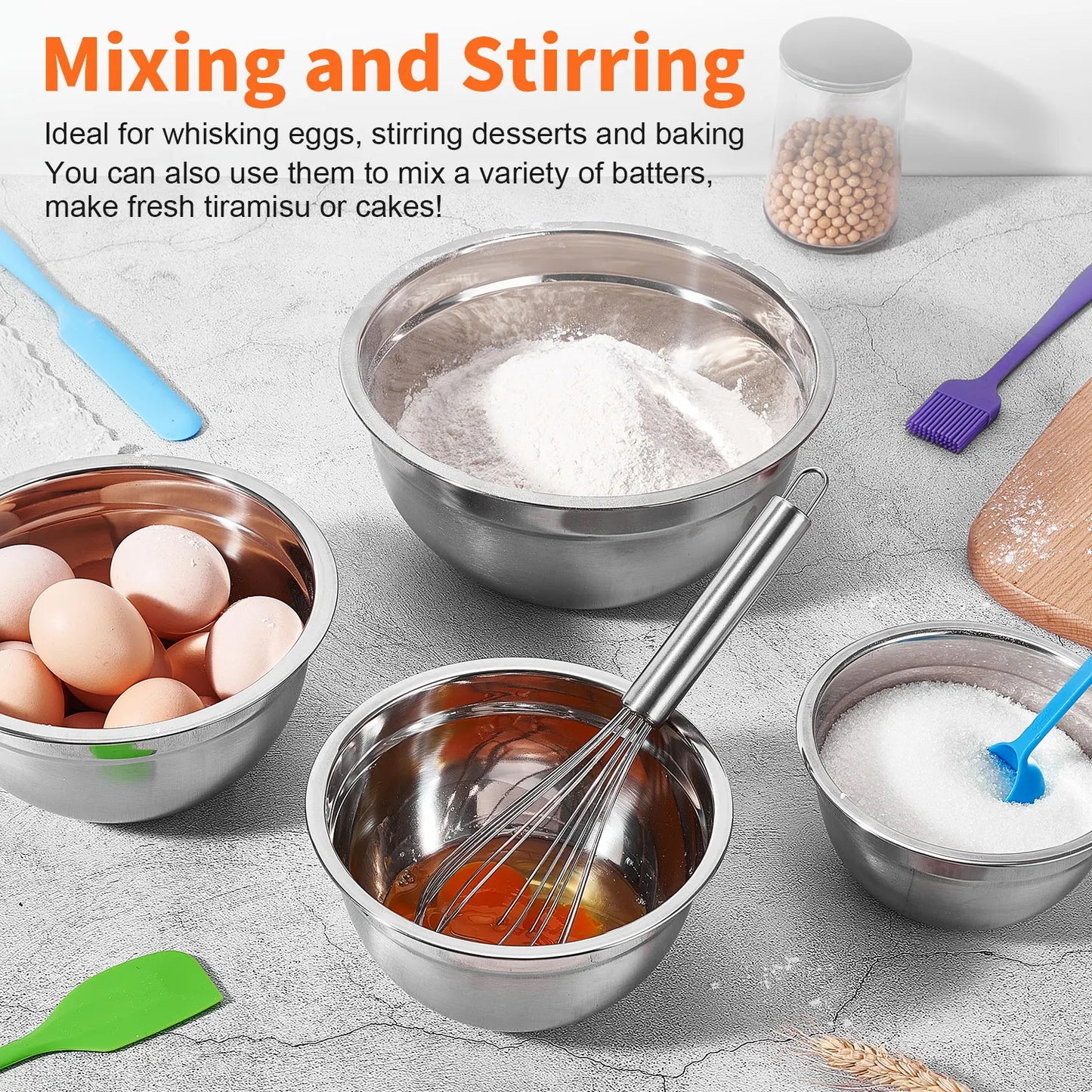 29 Piece Stainless Steel Mixing Bowls Set Non Slip Kitchen