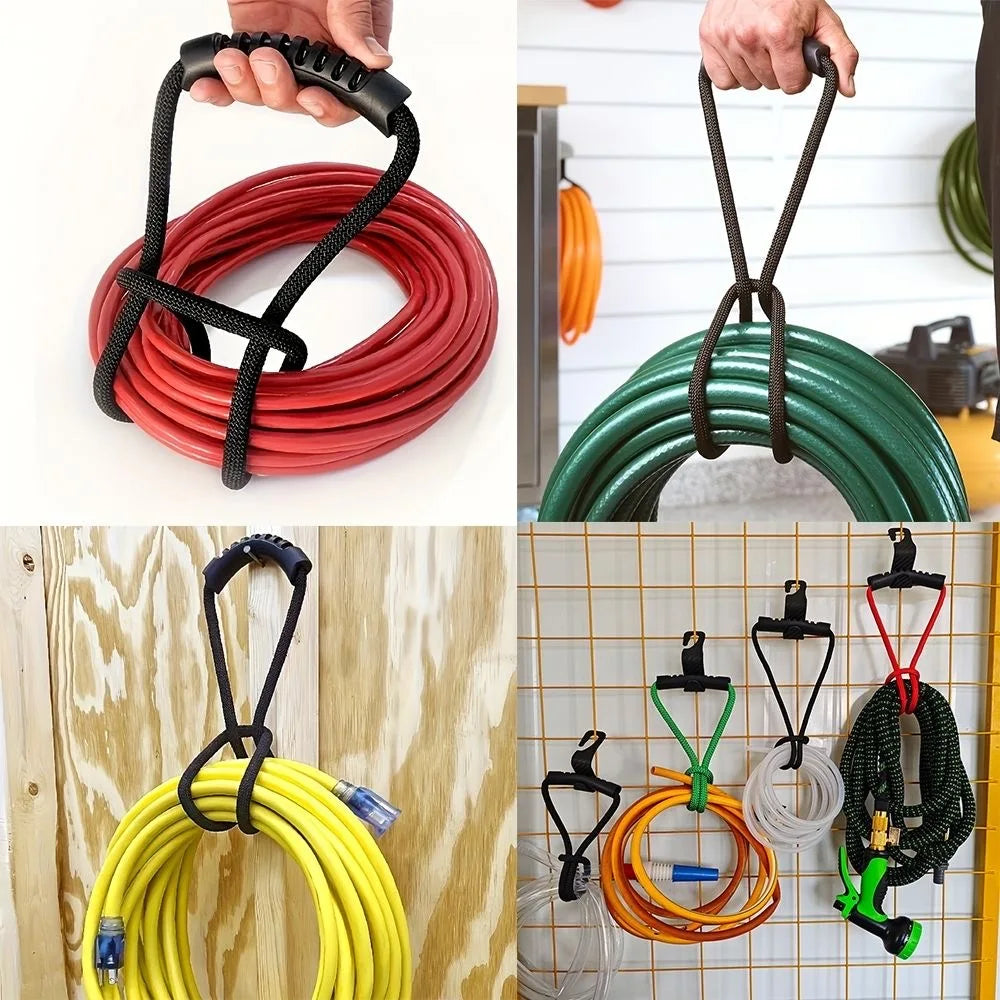 Storage Strap Heavy-Duty Hook and Loop Cord Carrying Strap, Hanger, and Organizer with Handle for Pool Hoses Garden Hoses Cables