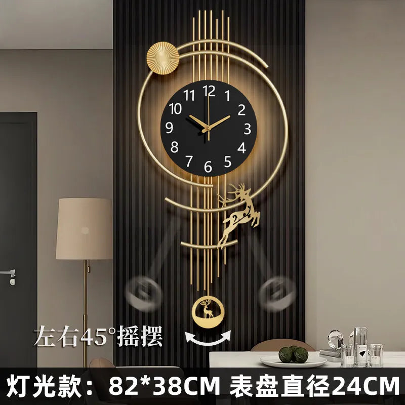 Luxury Modern Minimalist Wall Clock Living Room Large Creative Metal Silent Creative Round Kitchen Dining Room Wall Art Decor