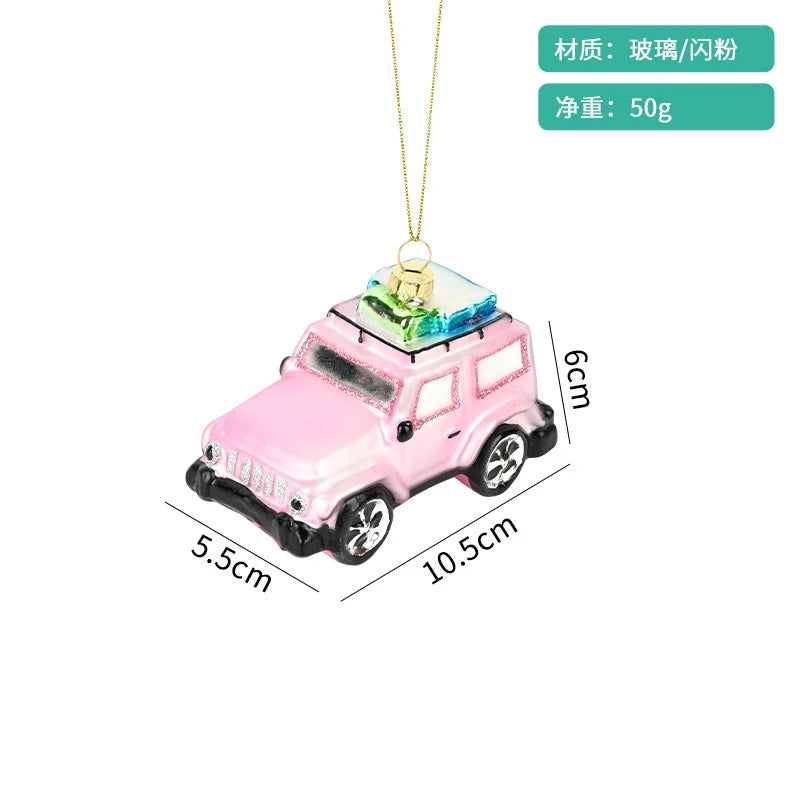 Car Pendant Christmas Decorations Glass Painting Christmas Tree Hanging Ornaments For Home New Year Kids Gift Toys