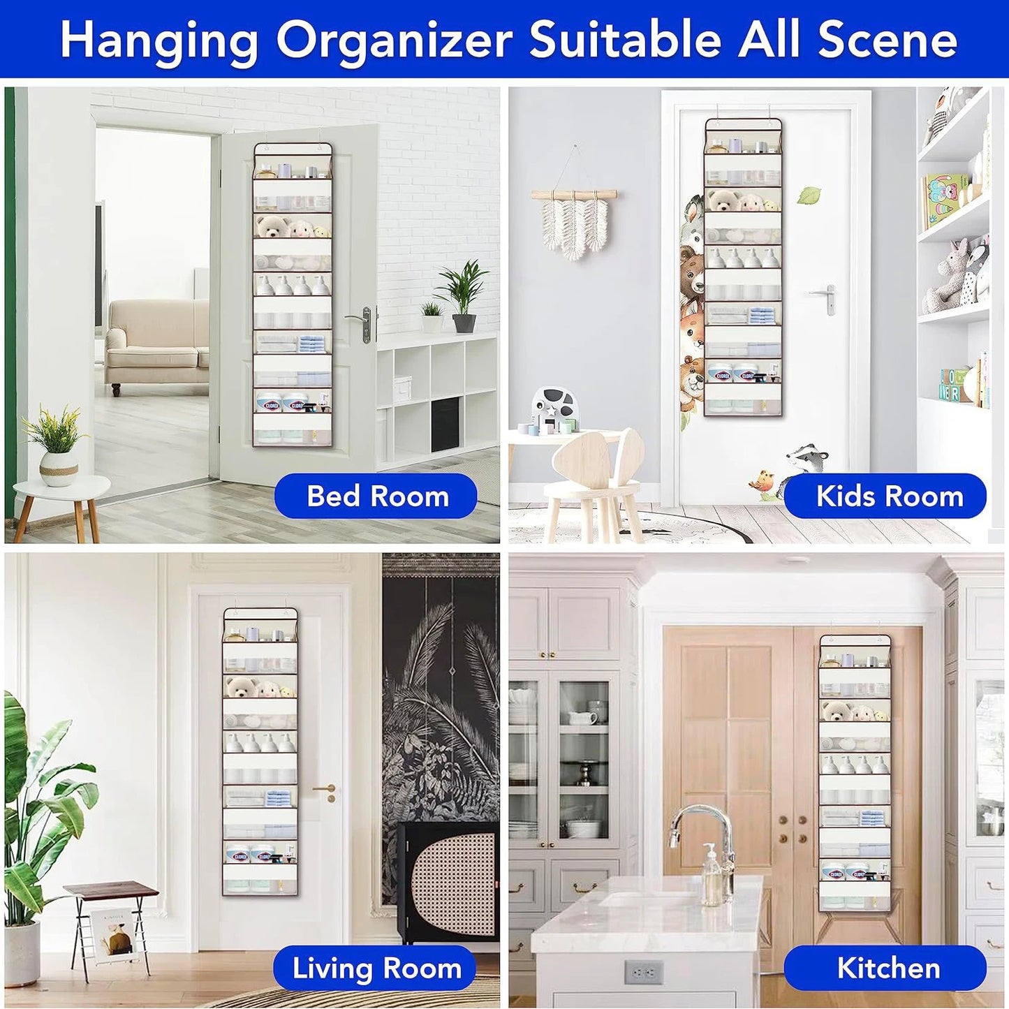 5 Layer Over The Door Hanging Organizer With Mesh Pockets