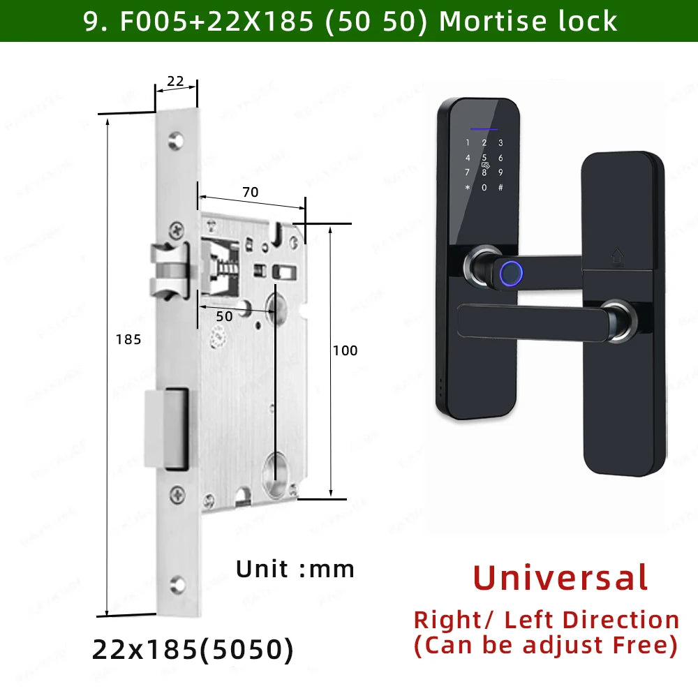 RAYKUBE F005 IP65 Waterproof Tuya Wifi Lock Electronic Smart Door Lock With Fingerprint/Smart Card/Password/Key/APP Unlock