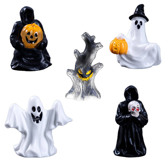 5pcs/10pcs Halloween Grim Reaper Ghost Dolls Miniature Landscape DIY Decor Accessories Mini Desktop Ornaments Halloween Decor