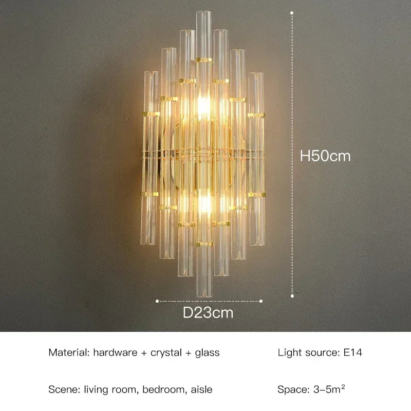 Modern LED Luxury Crystal Wall Lamps For Living Room Hall Foyer Hotel Indoor Home Art Decor Wall Sconces Gold Bedside Lights Wal