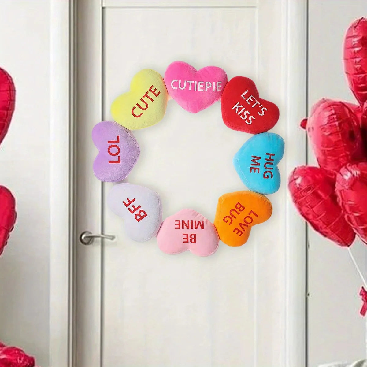 Valentine's Day Wreath with Envelope, 15.7 Inch Valentine Wreath Decorations for Front Door Indoor Outdoor Wall Window,