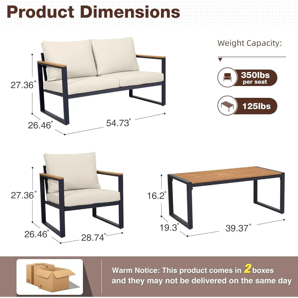 Huanzhuang Outdoor Patio Furniture Set 4 Piece Metal