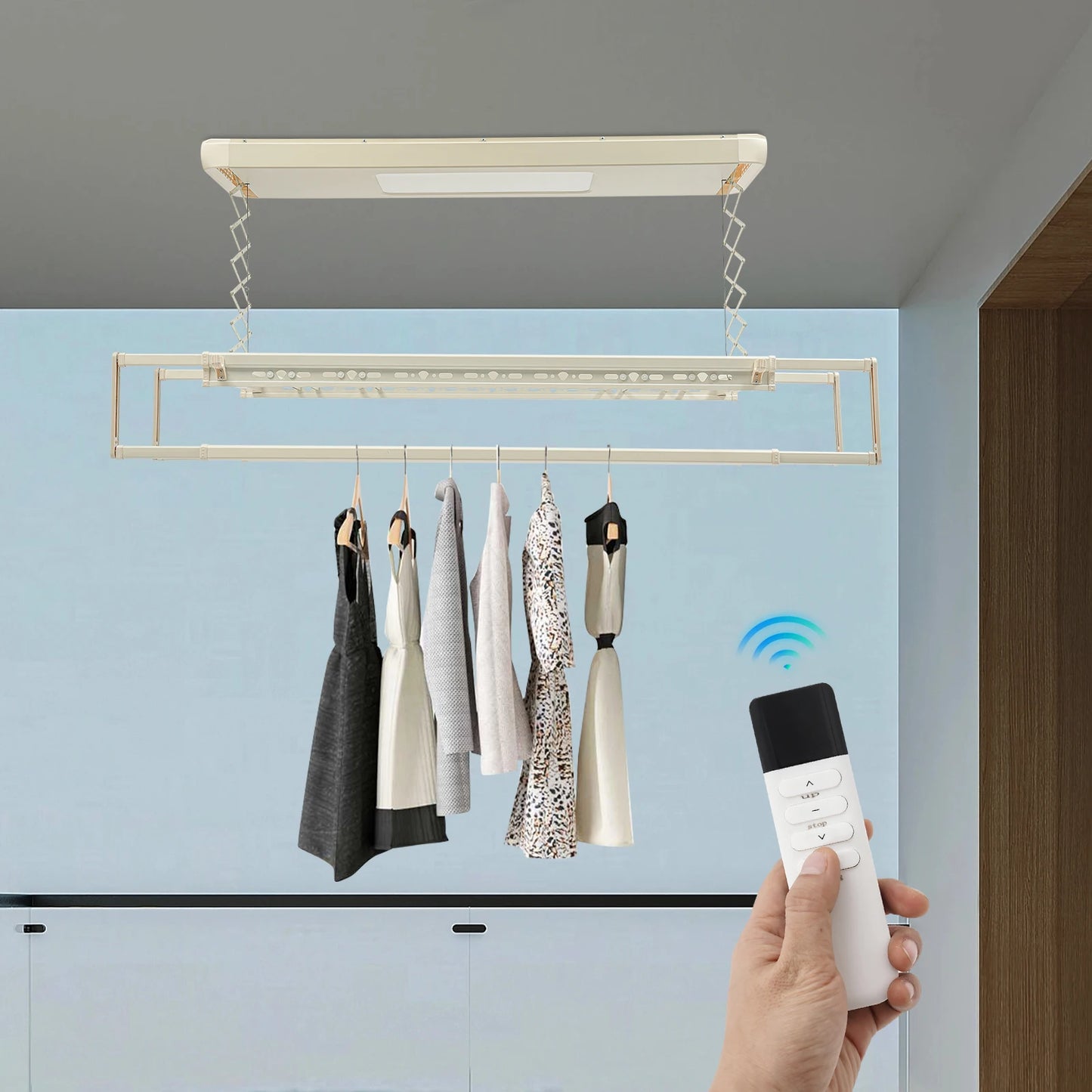 Bymaocar Retractable Electric Clothes Drying Rack With LED Light