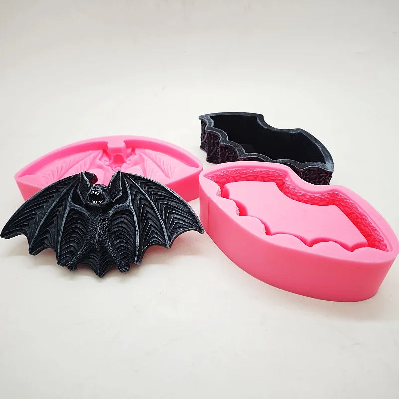 Silicone Mold Bat Jewelry Box DIY Halloween Decor Gypsum Craft Tools