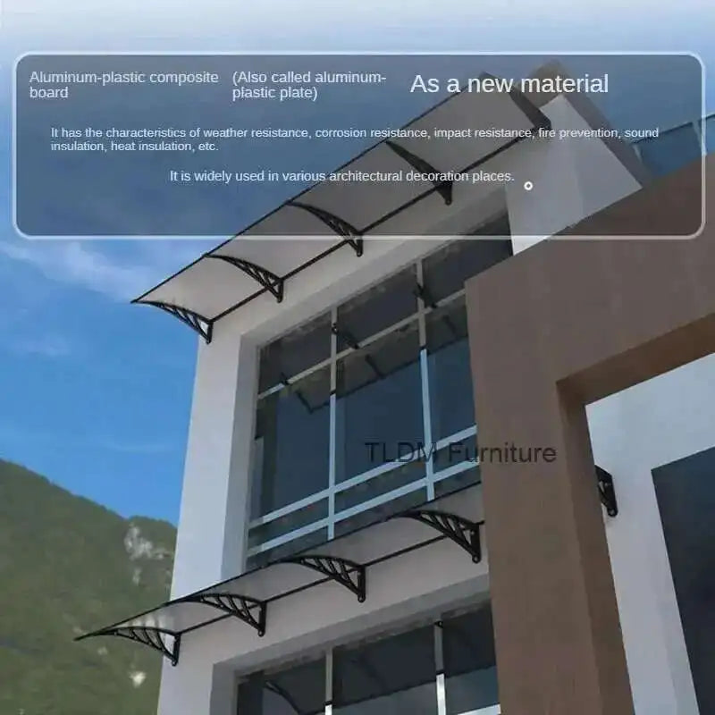 Fashionable Aluminum-plastic Panel Awnings for Outdoor Rainproof UV-proof Silent Awning Modern Simple Awnings for Door Head