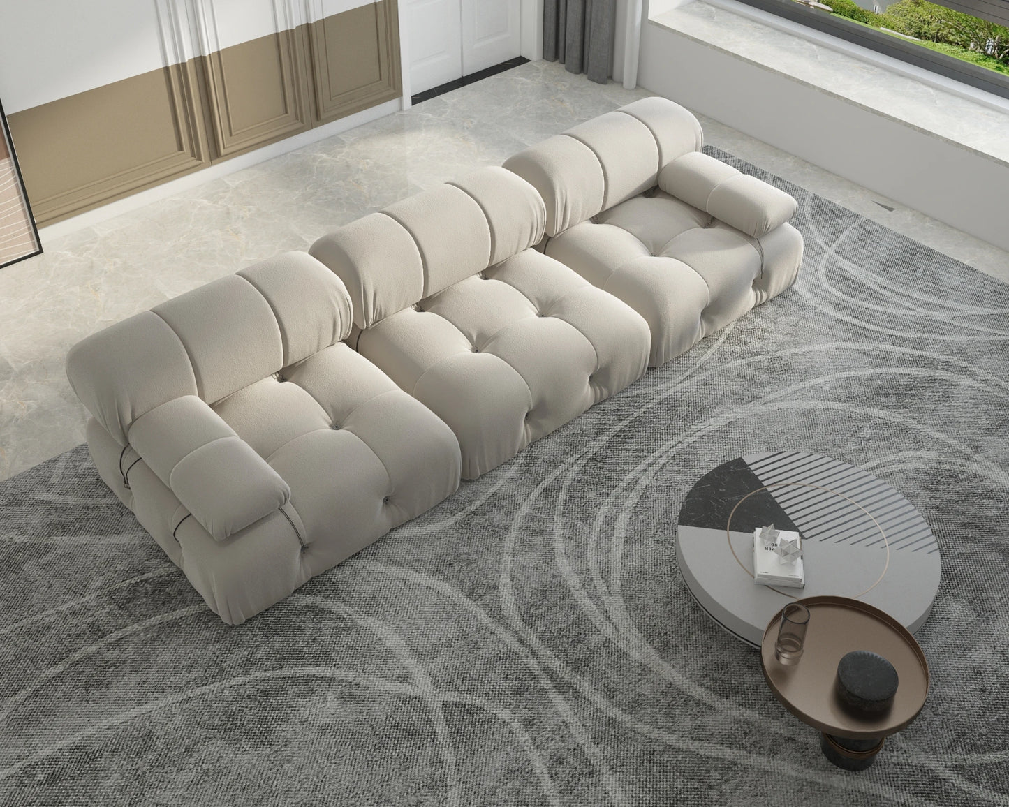 Sdorens Minimalist Velvet Modular Sectional Sofa Set