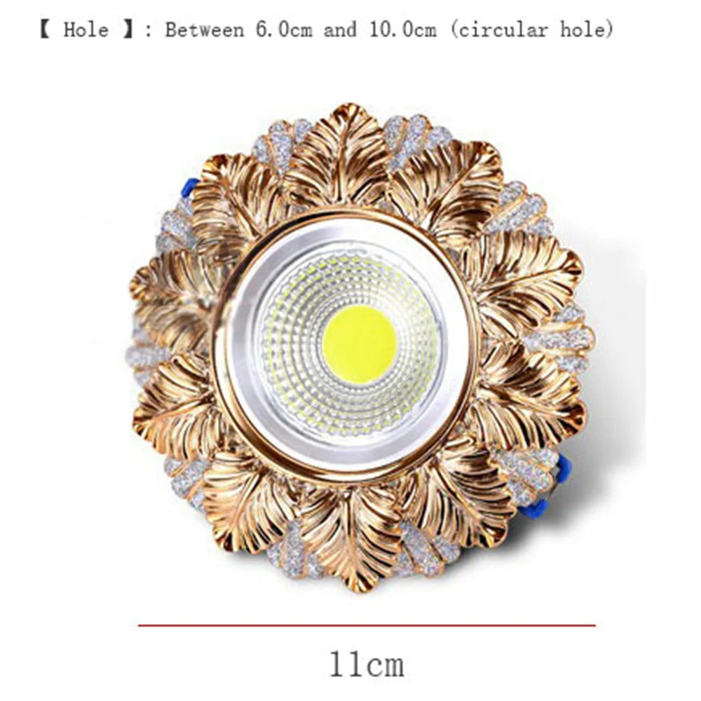Art Decor Resin Golden Leaf 220 Volts Led Downlight Luxury Indoor Lighting Foyer Corridor Hallway Hotel 5W Retro Recessed Lamp