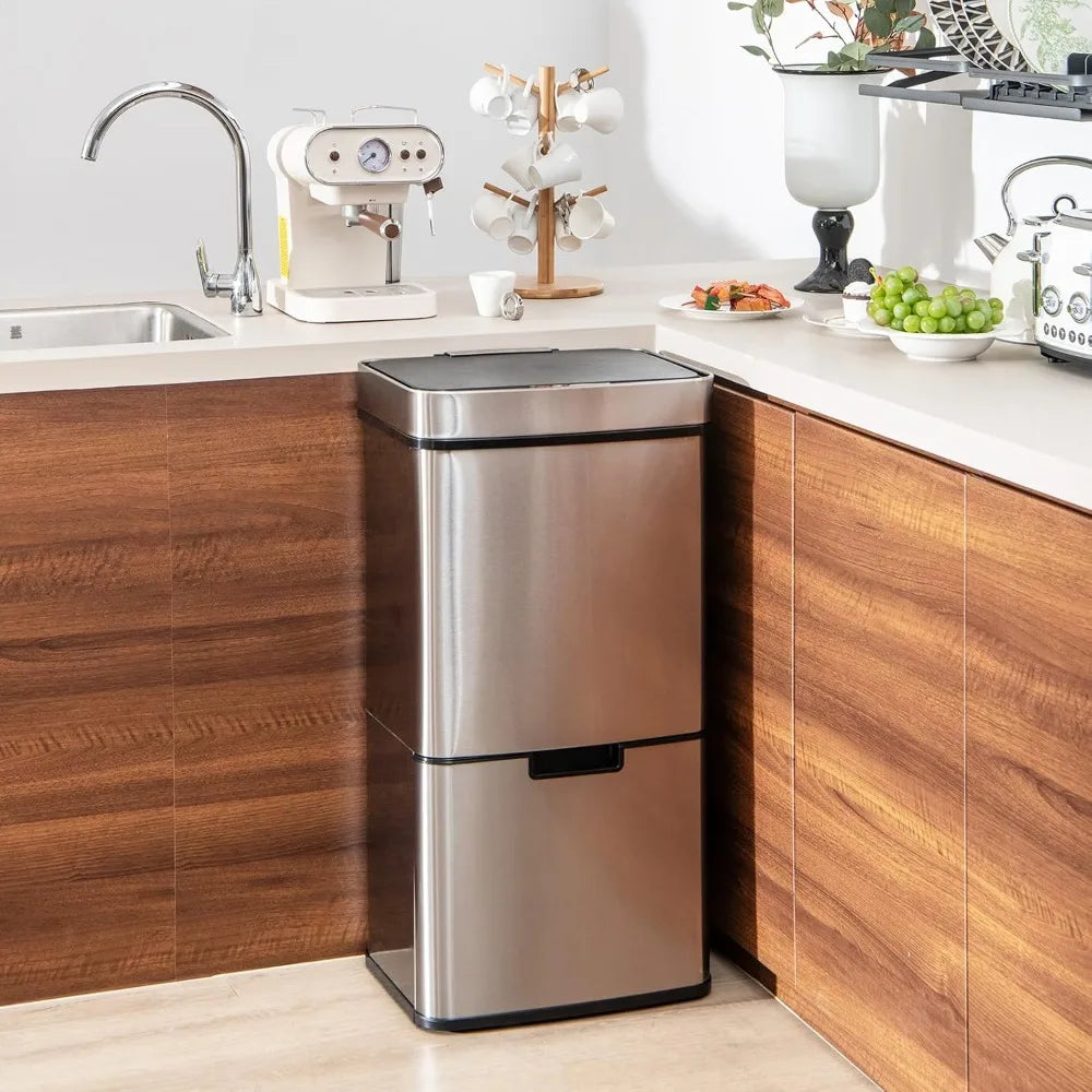 Stainless Steel 19 Gal Kitchen Trash Can With Motion Sensor