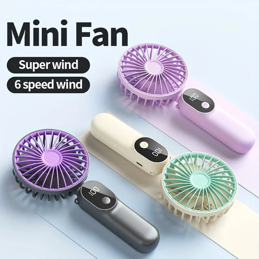 JPNPL Mini Portable USB Fan 6 Speeds 3 In 1 Digital Display