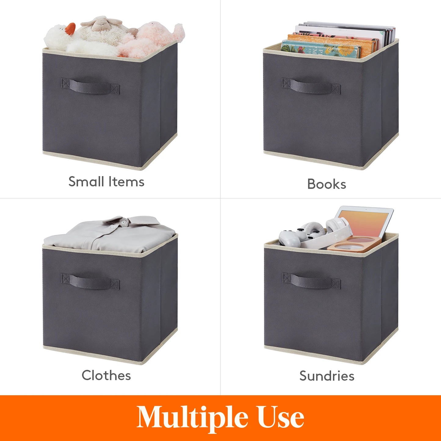 8-Pack 11/13 Inch Cube Storage Bins, Foldable Fabric Storage Baskets with Handles for Shelves, Closet, Home Organization