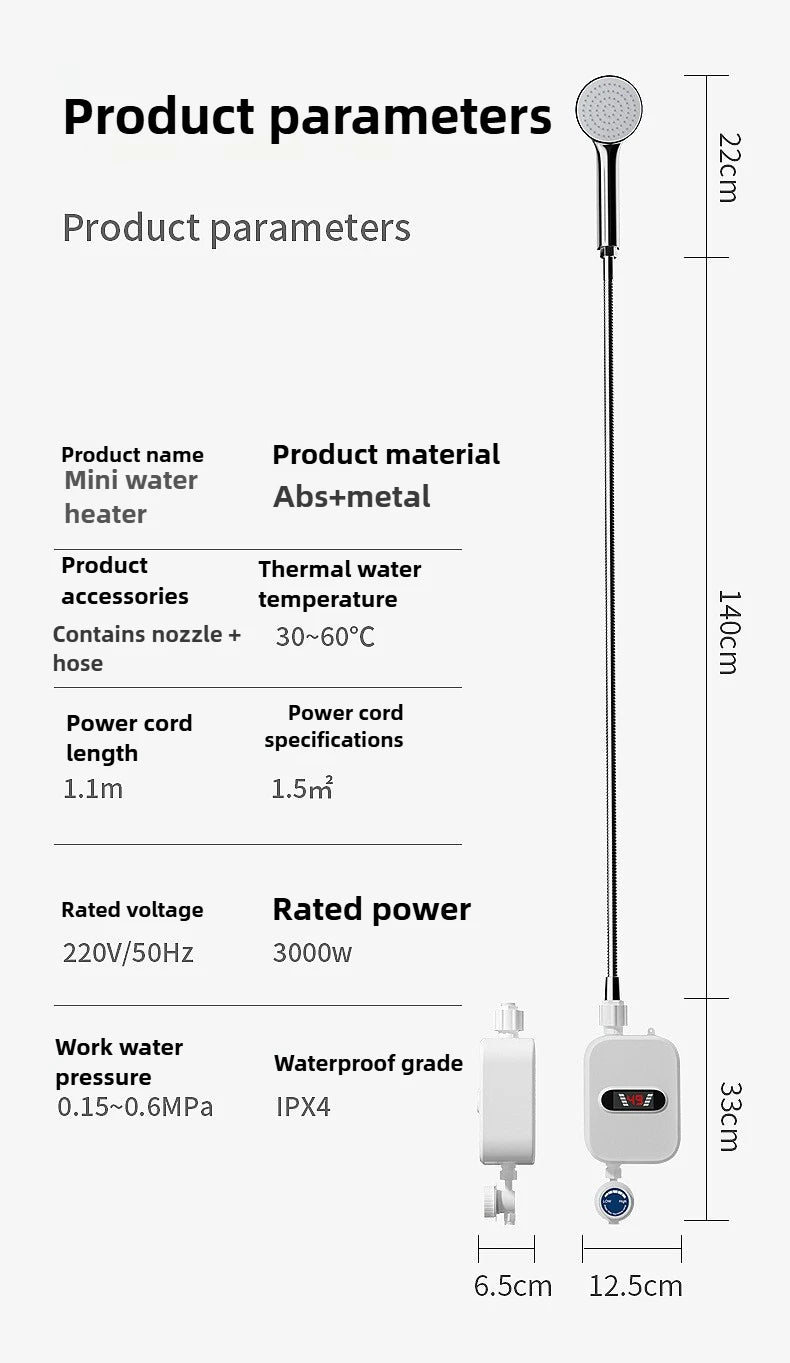 Essential Installation Accessories 110V-220V Instant Water Heater Digital Display