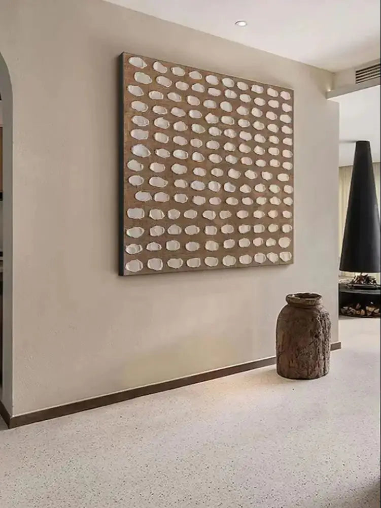 Custom Design White Beige 3D Textured Minimalist Handmade Wabi-Sabi Abstract Oil Painting for Home Hotel Office Wall Art Decor