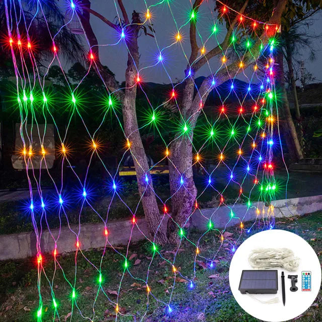 Solar Mesh Net Light Waterproof Garland Outdoor Led String Light 8 Mode 3M X 2M For New Year Decor Christmas Decorations 2025