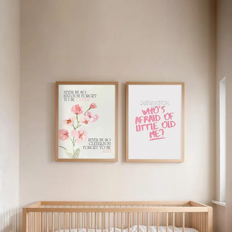 Pink Trendy Art Lyrics Poster Teenage Girl Dorm Room Cosy Wall Canvas Wall Hanging Painter Residence Catch Angry Eyes Wall Art