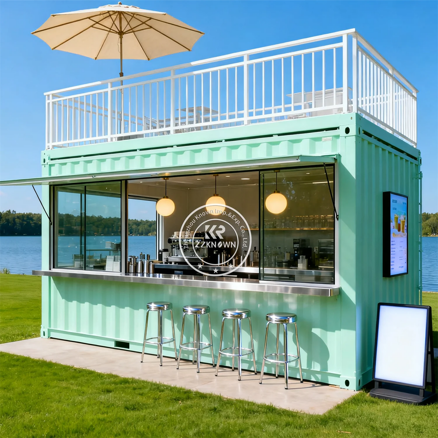 Luxury Mobile Dining Container Cafe Cart Kiosk Prefab Steel Frame House Shipping Commercial Container Restaurant For Sale