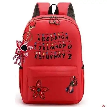 New 24 Alphabet Printed Backpack Cute TV Carnivorous Plant With Pendant Schoolbag Big Space For Boy And Girl Back To School Gift