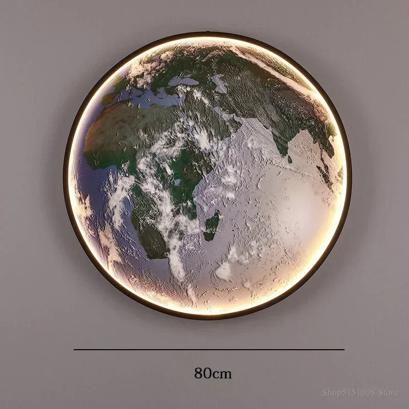 Nordic Designer Earth Mural LED Wall Lamps Living Room Bedroom Study Corridor Light Modern Courtyard Planet Art Decor Lighting