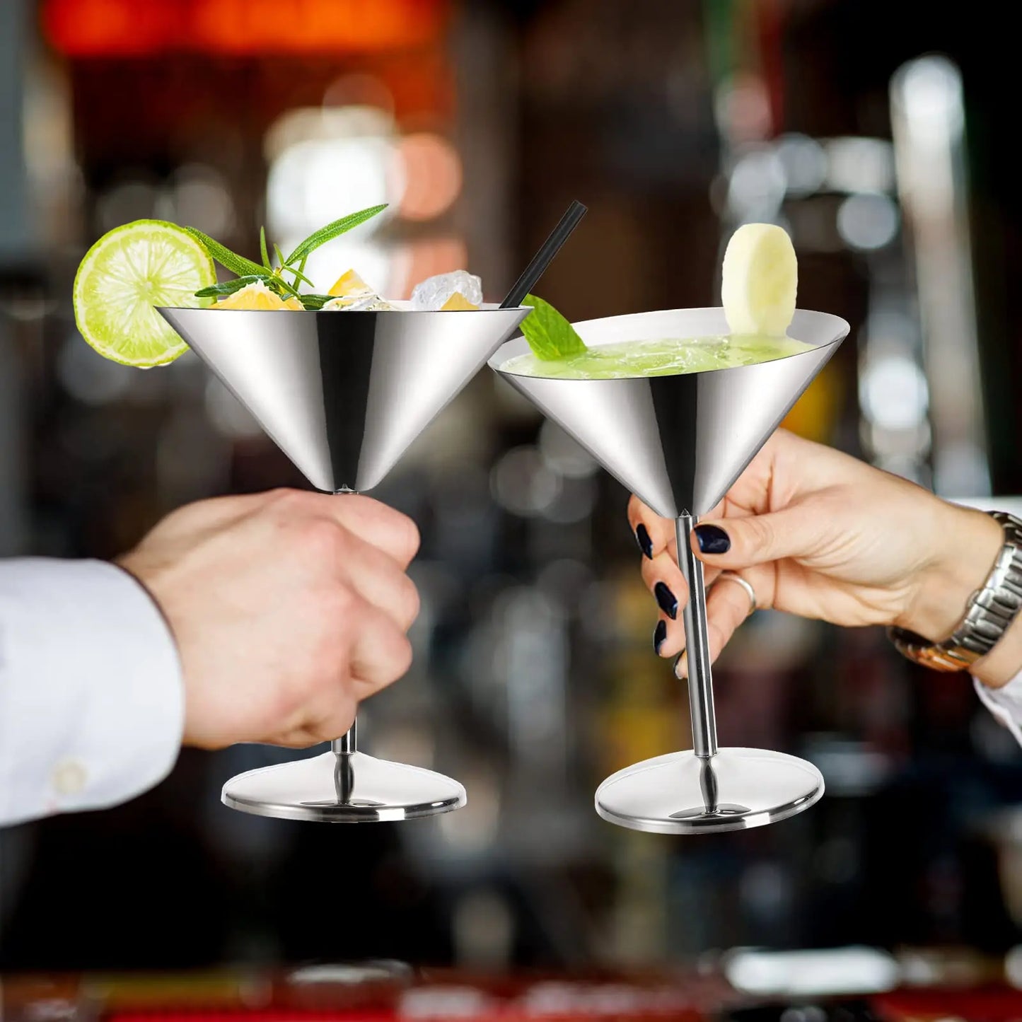 304 Stainless Steel Martini Glasses Set For Bar And Events