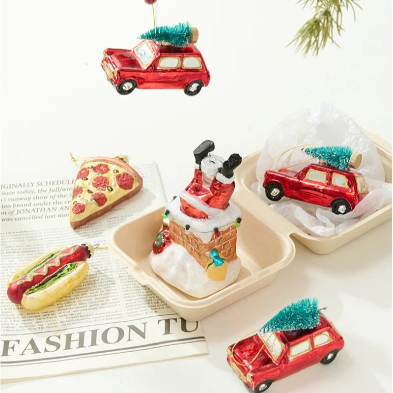 New Shaped Glass Christmas Ball Christmas Tree Pendant Colorful Macaron Cake Painted Ball Christmas Decorations