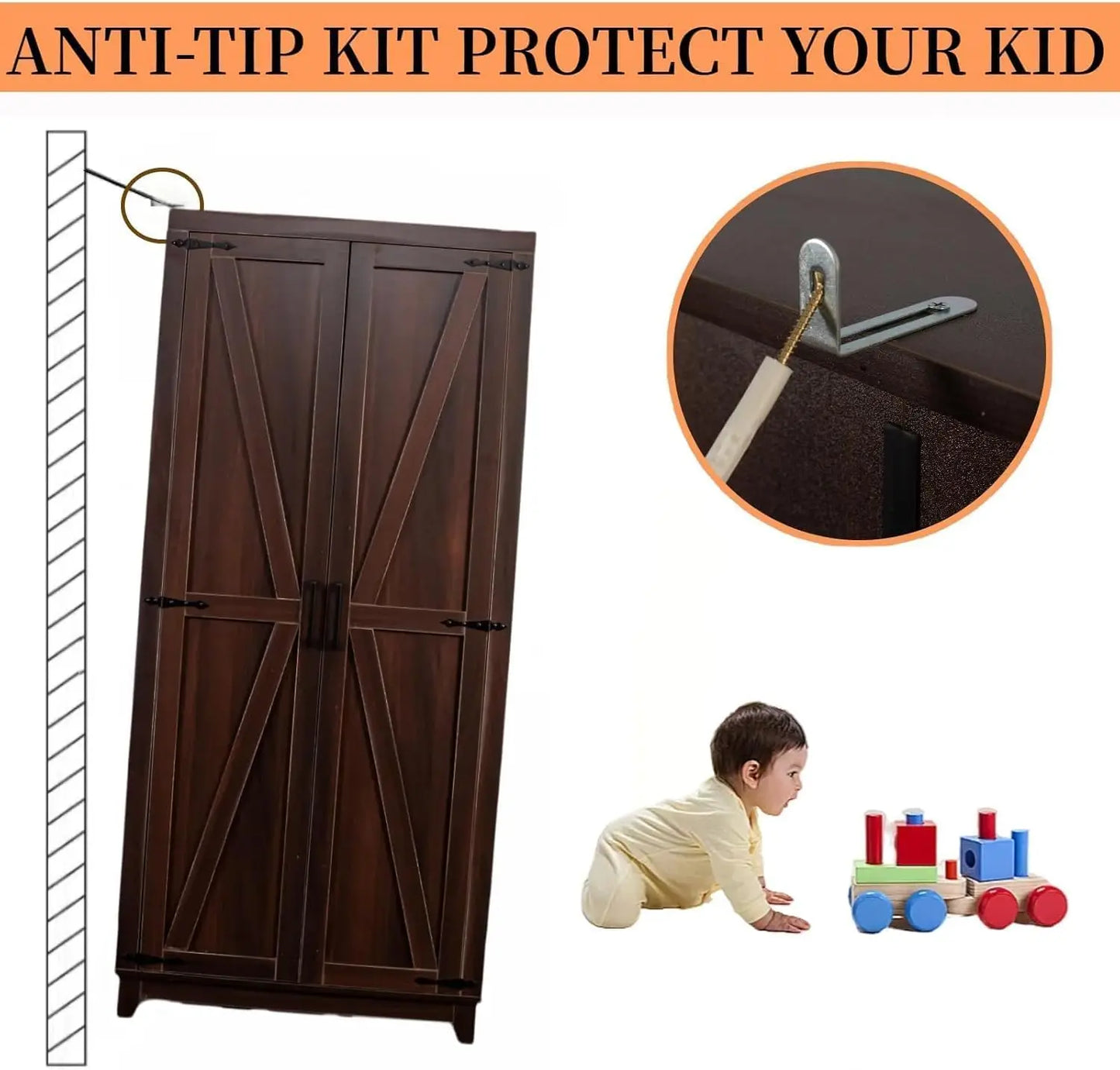 70" Tall Wardrobe Closet with Doors and Shelves, Hanging Clothes Storage Cabinet with Rods, Large Bedroom Armoire, Customized