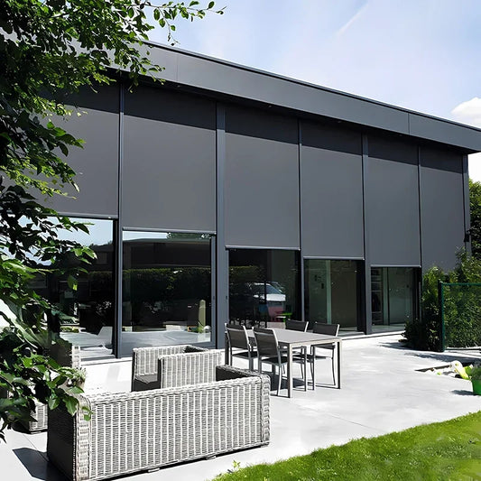 Outdoor Wind-Resistant Roller Awning: Rainproof Curtain for Courtyards & Terraces 3X33x3