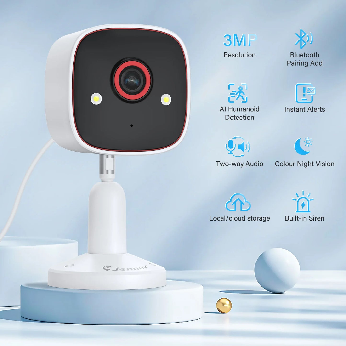 JENNOV 2K HD Wireless Security Camera IP66 Night Vision