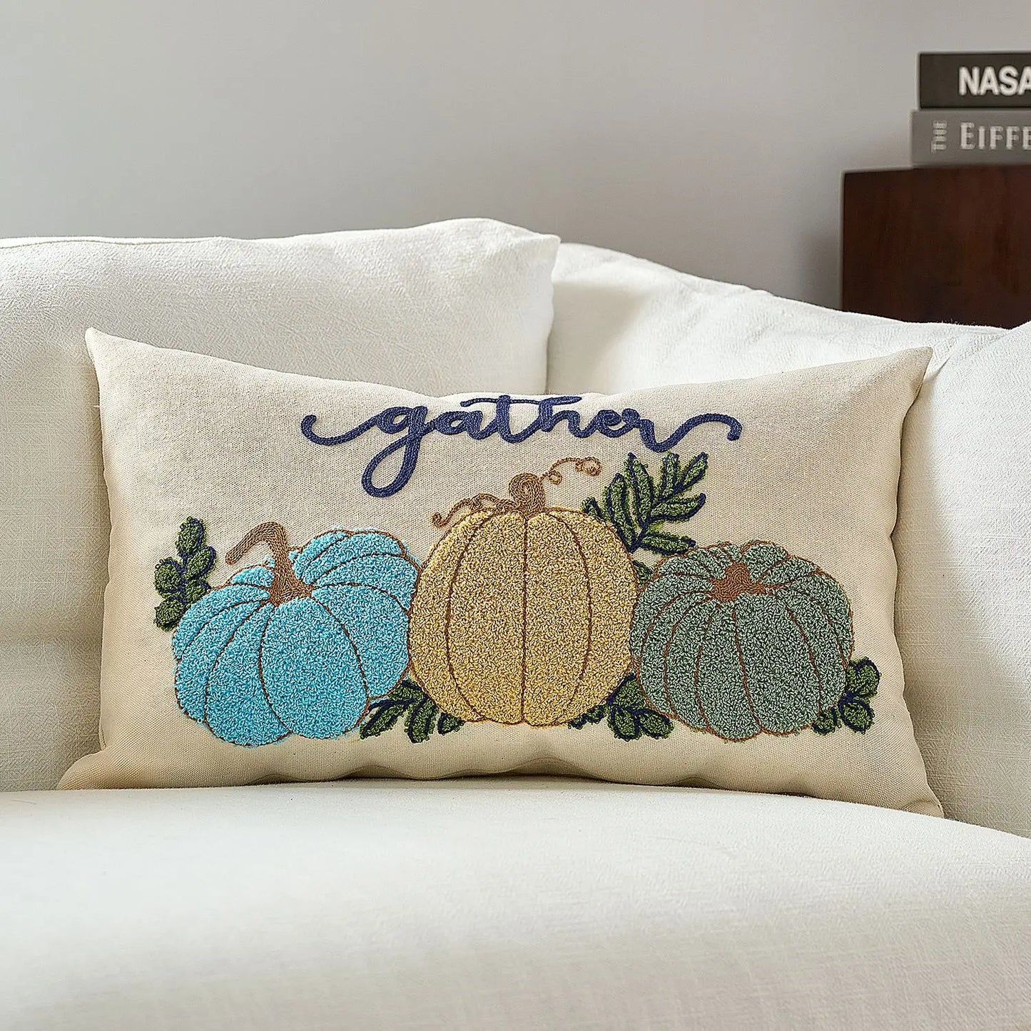 Halloween Tufted Throw Pillow Cover Thanksgiving Maple Pumpkin Square Cushion Cover for Home Living Room Party DIY Fall Decor