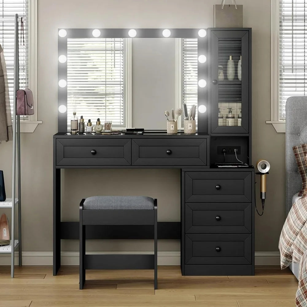 Vanity Desk With Mirror And 11 Lights Modern Makeup Table