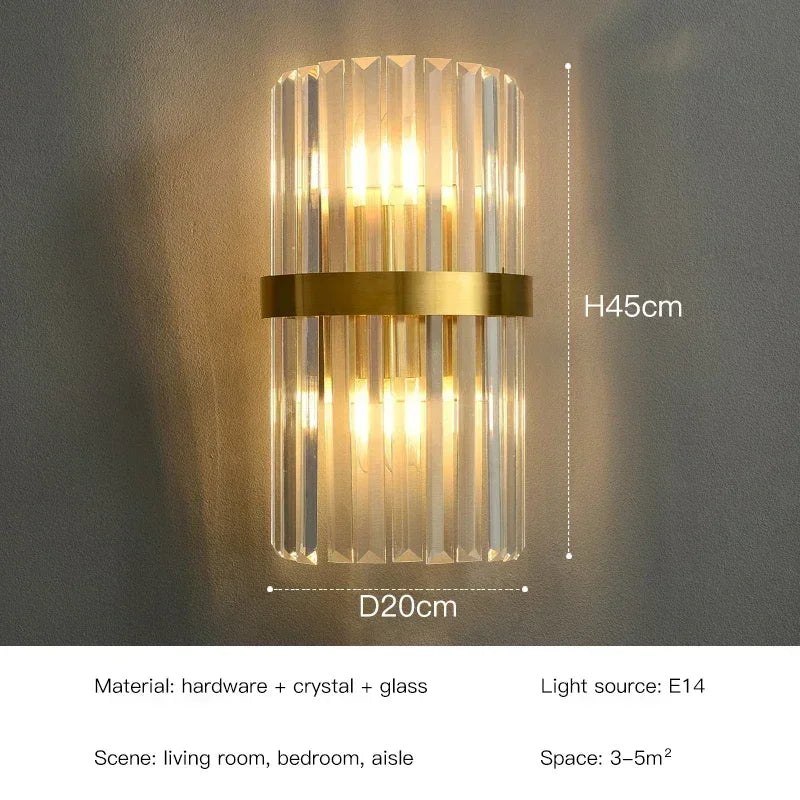 Modern LED Luxury Crystal Wall Lamps For Living Room Hall Foyer Hotel Indoor Home Art Decor Wall Sconces Gold Bedside Lights Wal