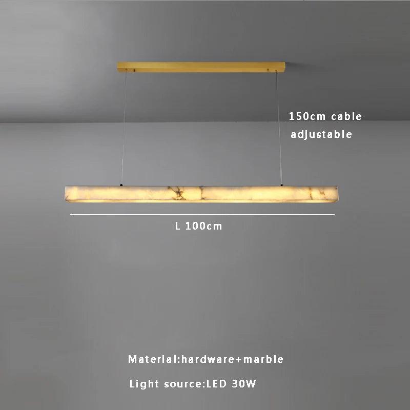 Natural Marble Ceiling Chandelier Luxury Long Stone Hanging Lamp Modern Art Decor Dining Room Kitchen Island Pendant Lamp