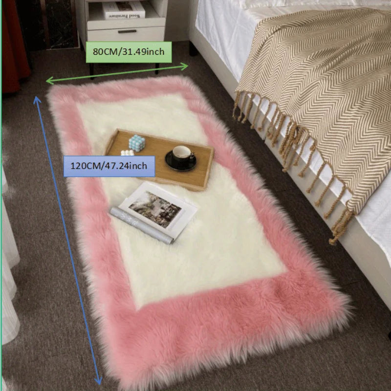 NONECN Soft Fluffy Sheepskin Rug Non Slip Machine Washable