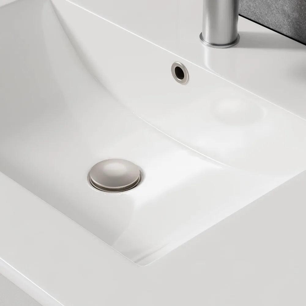Thirty Inch Floating Vanity With Ceramic Sink 2 Drawers