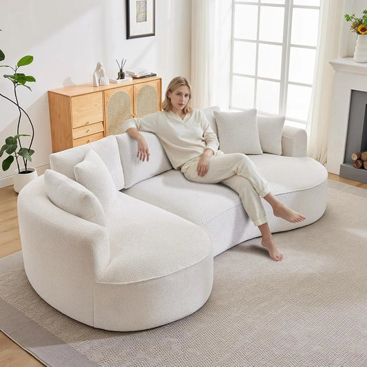 124" Oversized Boneless Couches for Living Room, Sectional Curved Sofa with 7 Pillows, L-Shape Boneless Couch with, Customized