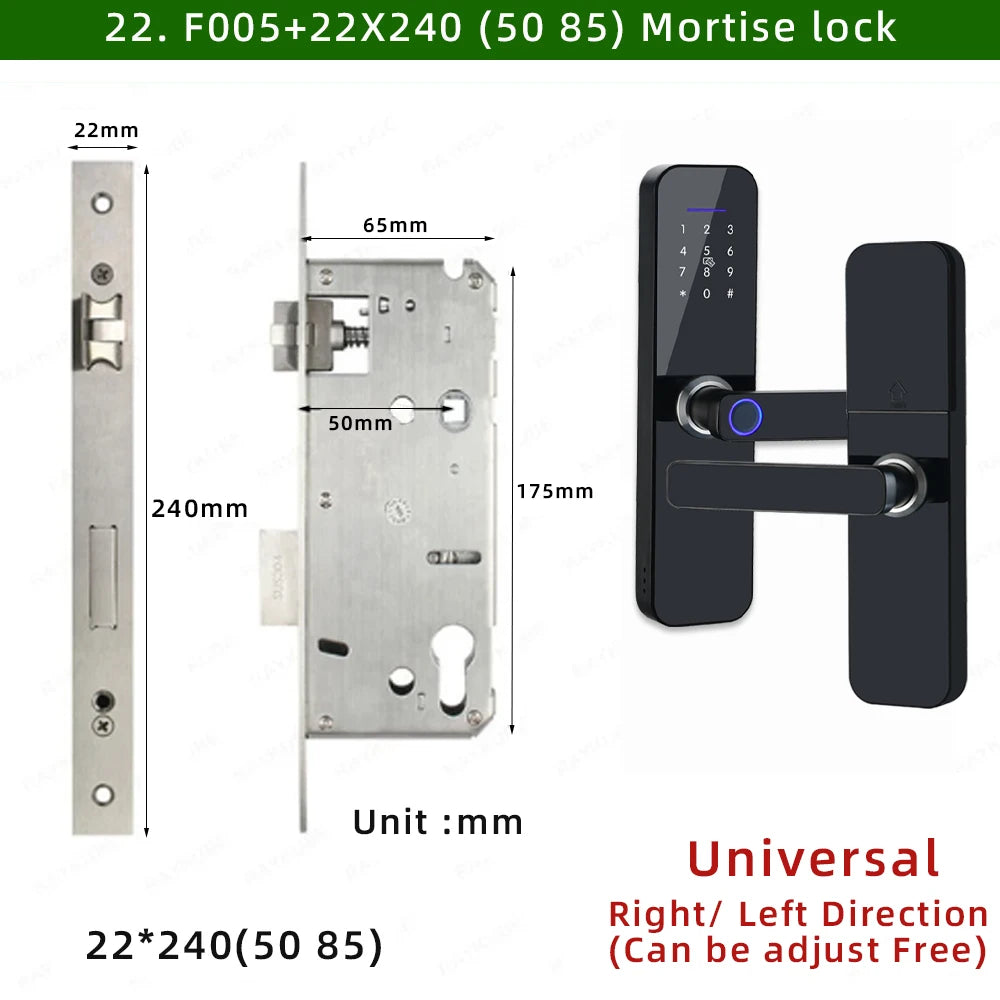RAYKUBE F005 IP65 Waterproof Tuya Wifi Lock Electronic Smart Door Lock With Fingerprint/Smart Card/Password/Key/APP Unlock