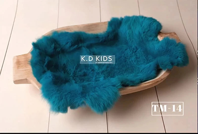 Newborn Photography Props Natural Rabbit Fur Rug Baby Photo Blankets Studio Infant Posing Basket Filled Background Accessories