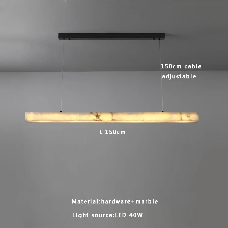 Natural Marble Ceiling Chandelier Luxury Long Stone Hanging Lamp Modern Art Decor Dining Room Kitchen Island Pendant Lamp