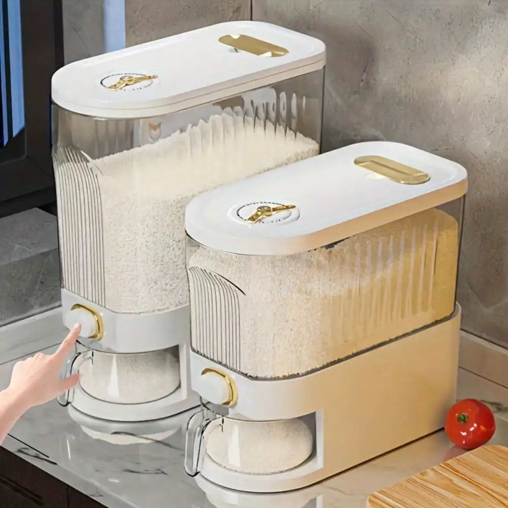 Rotating Rice Dispenser with Divider for Kitchen Organization